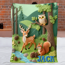 Custom Forest Animals Blanket – Personalized Woodland Animal Throw – Gift for Kids