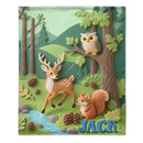 Custom Forest Animals Blanket – Personalized Woodland Animal Throw – Gift for Kids