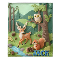 Custom Forest Animals Blanket – Personalized Woodland Animal Throw – Gift for Kids