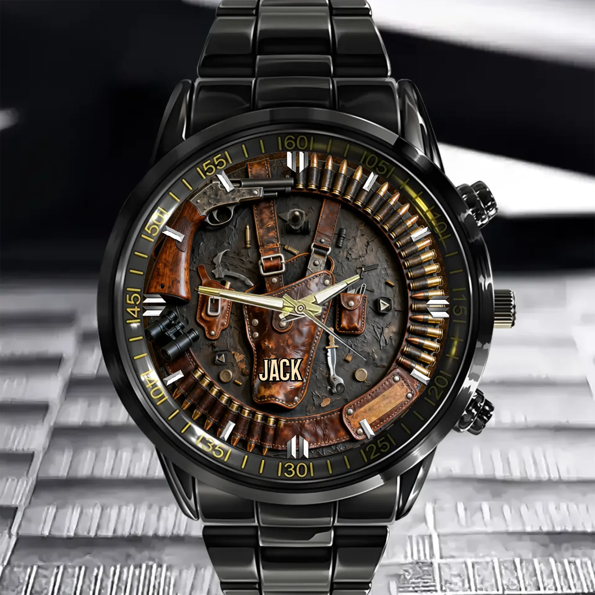 Custom Hunting Gear Bullet Theme Watch - Personalized Name - Special Personalized Gift For Hunting Lovers