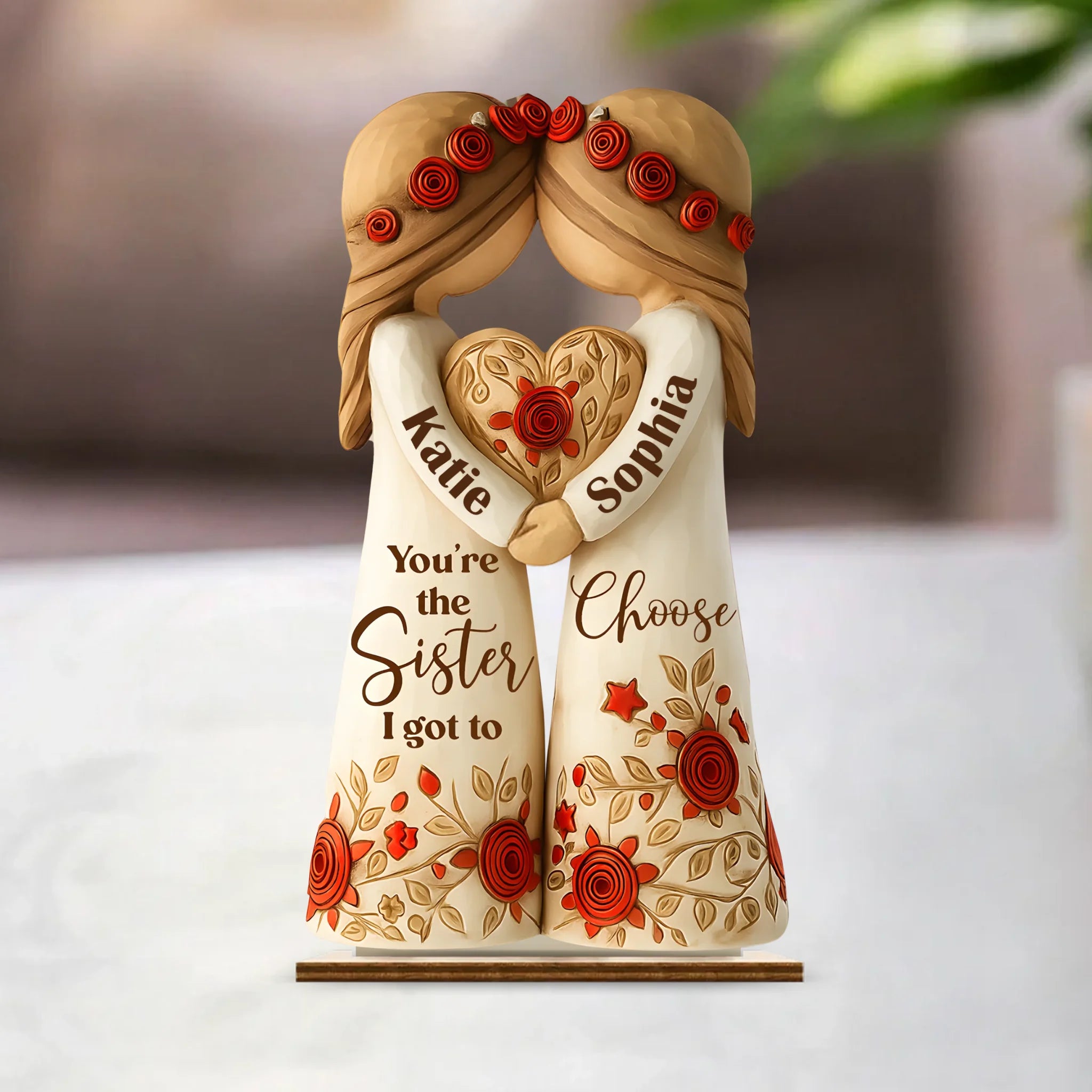 You're The Sister I Got To Choose Customized Wooden Ornaments- Personalized Names Wooden Plaque - Christmas Gift For Sisters And Besties