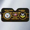 Proud U.S. Soldiers Customized Military Car Sunshade - Personalized Branch, Name And Dates - Car Decoration Gift For Soldiers