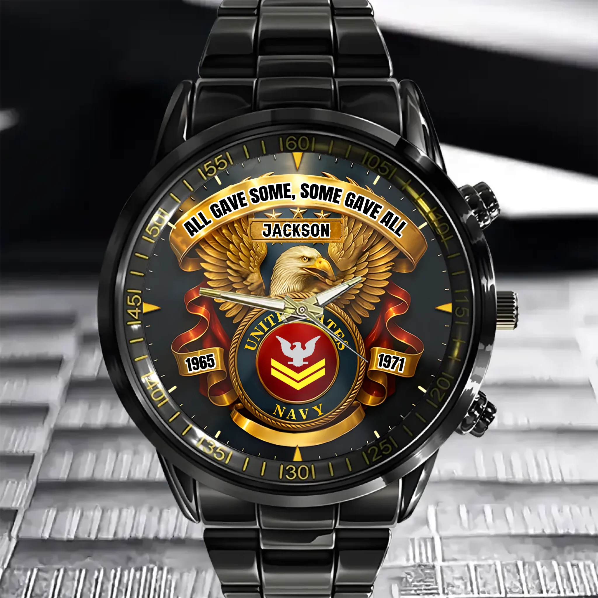 Customized Military Watch With Eagle- Personalized Branch, Name And Dates - Gift For Soldiers