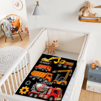 Custom Construction Vehicles Blanket – Personalized Construction Trucks Throw (Custom Name) – Gift for Kids & Toddlers