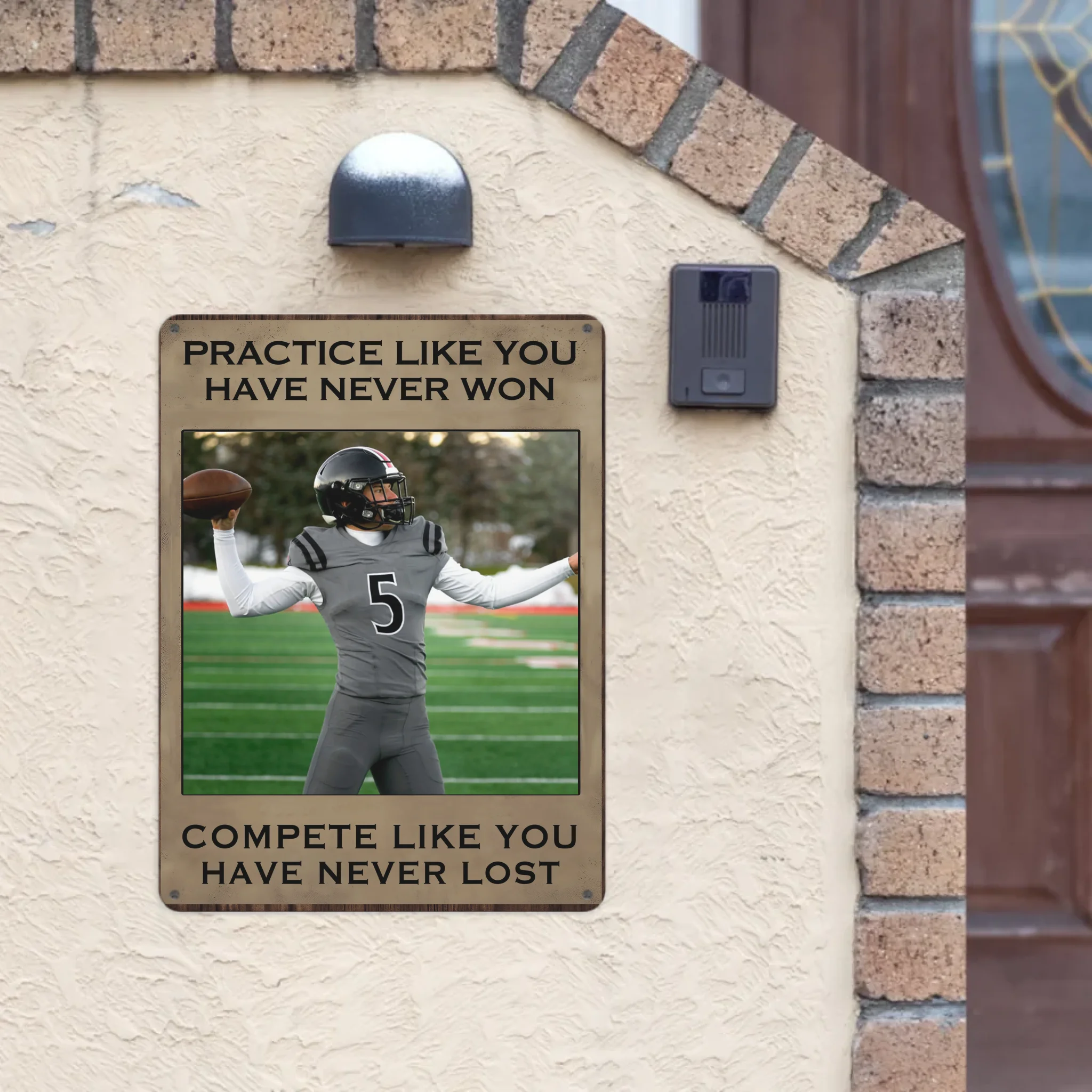 Practice Like You've Never Won Customized Painting - Personalized Unload Photo Metal Sign - Gift For Sports Players, Inspiring Sports Decor