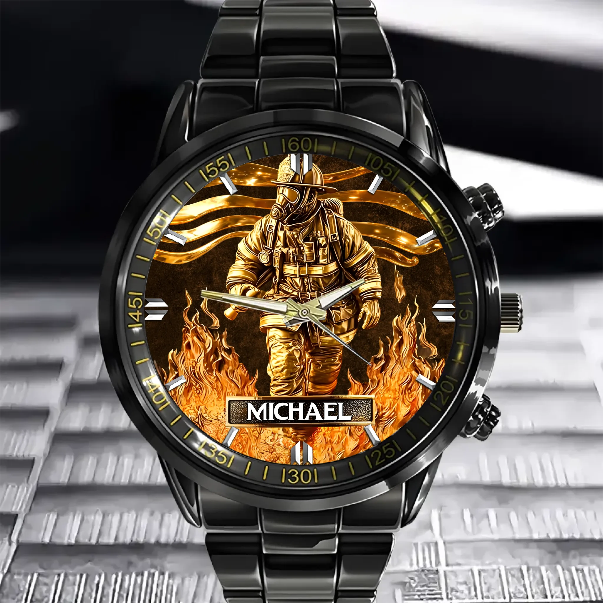 Custom Firefighter Watch - Personalized Name - Gift for Fire Dept, Firefighters