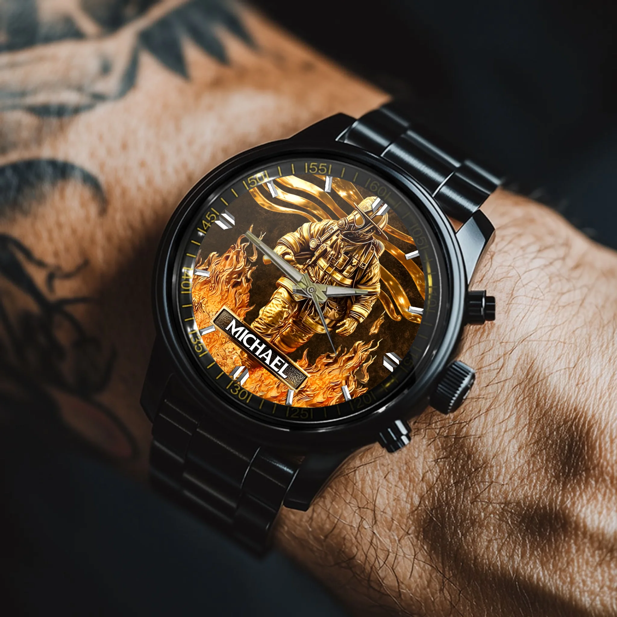Custom Firefighter Watch - Personalized Name - Gift for Fire Dept, Firefighters