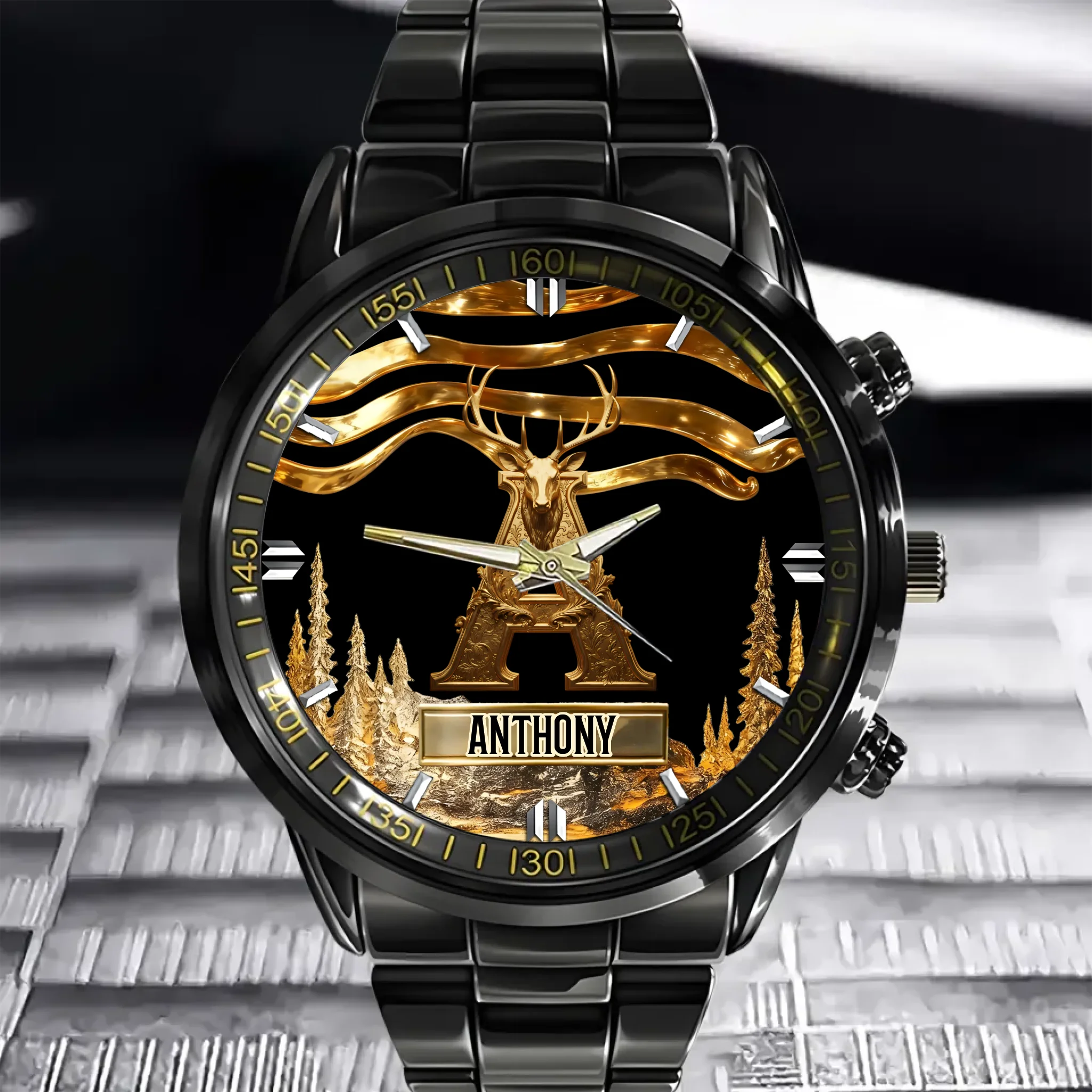 Alphabet Initial For Hunting Lovers Custom Watch - Personalized Name - Gift for Hunting Enthusiast, Hunter