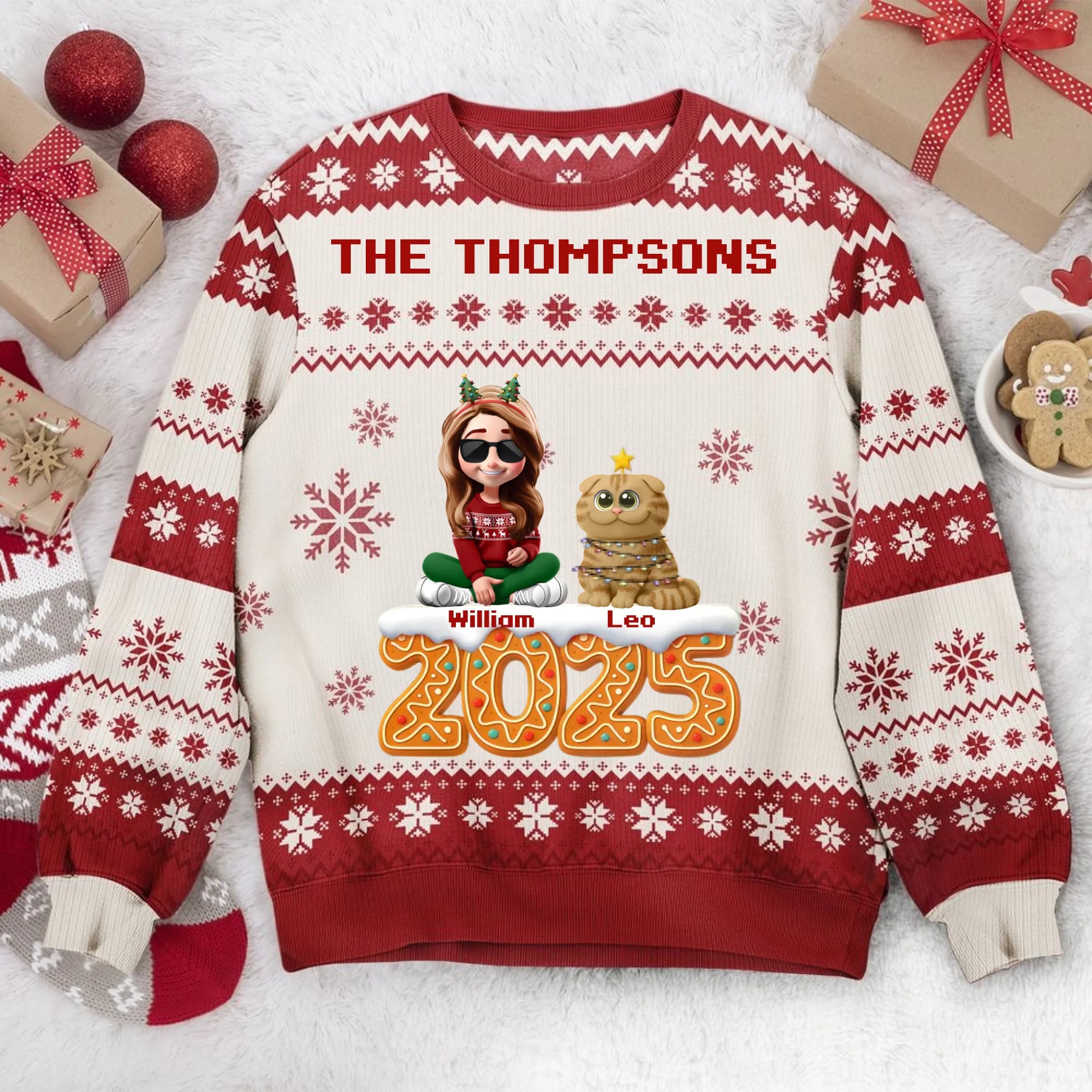 A Girl/Boy & Her/His Cats Has Unbreakable Bond Custom Sweater - Personalized Cartoon Characters - Christmas Gift For Cat Lovers