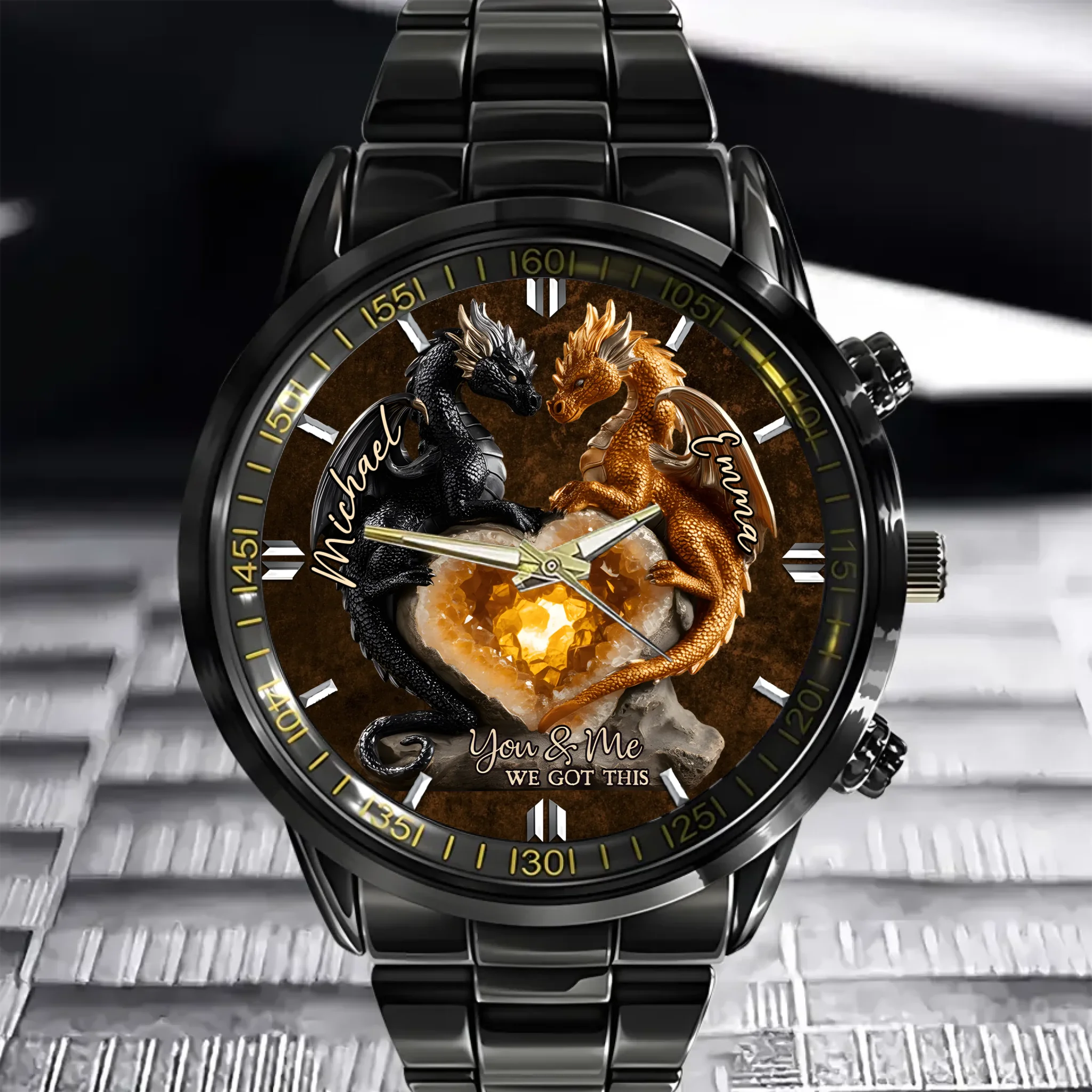 You & Me We Got This Customized Watch - Personalized Pattern and Names - Gift For Dragon Lovers, Couple