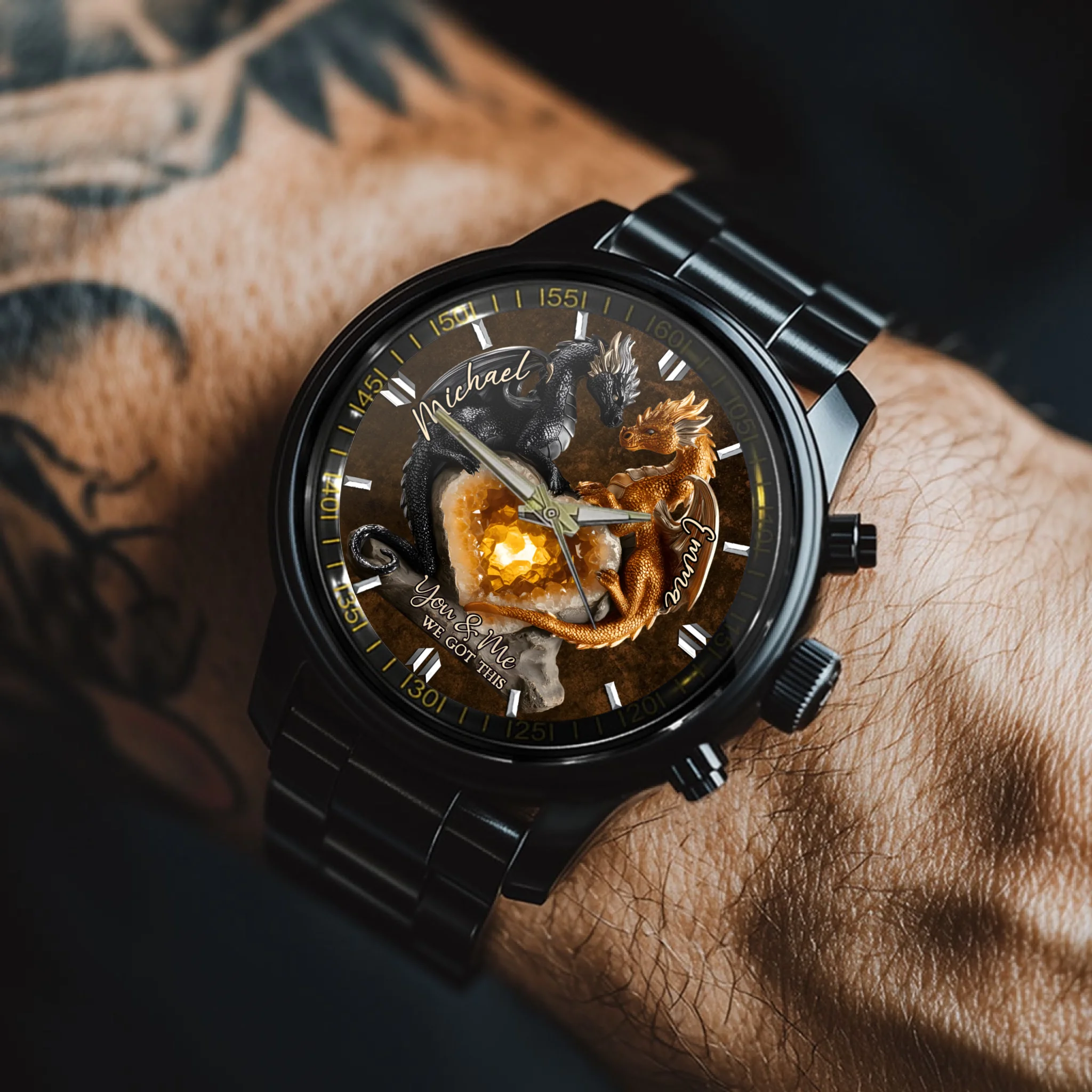 You & Me We Got This Customized Watch - Personalized Pattern and Names - Gift For Dragon Lovers, Couple