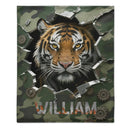 Custom Tiger Blanket – Personalized Jungle Tiger 3D Effect Throw – Gift for Kids & Teens