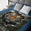 Custom Tiger Blanket – Personalized Jungle Tiger 3D Effect Throw – Gift for Kids & Teens