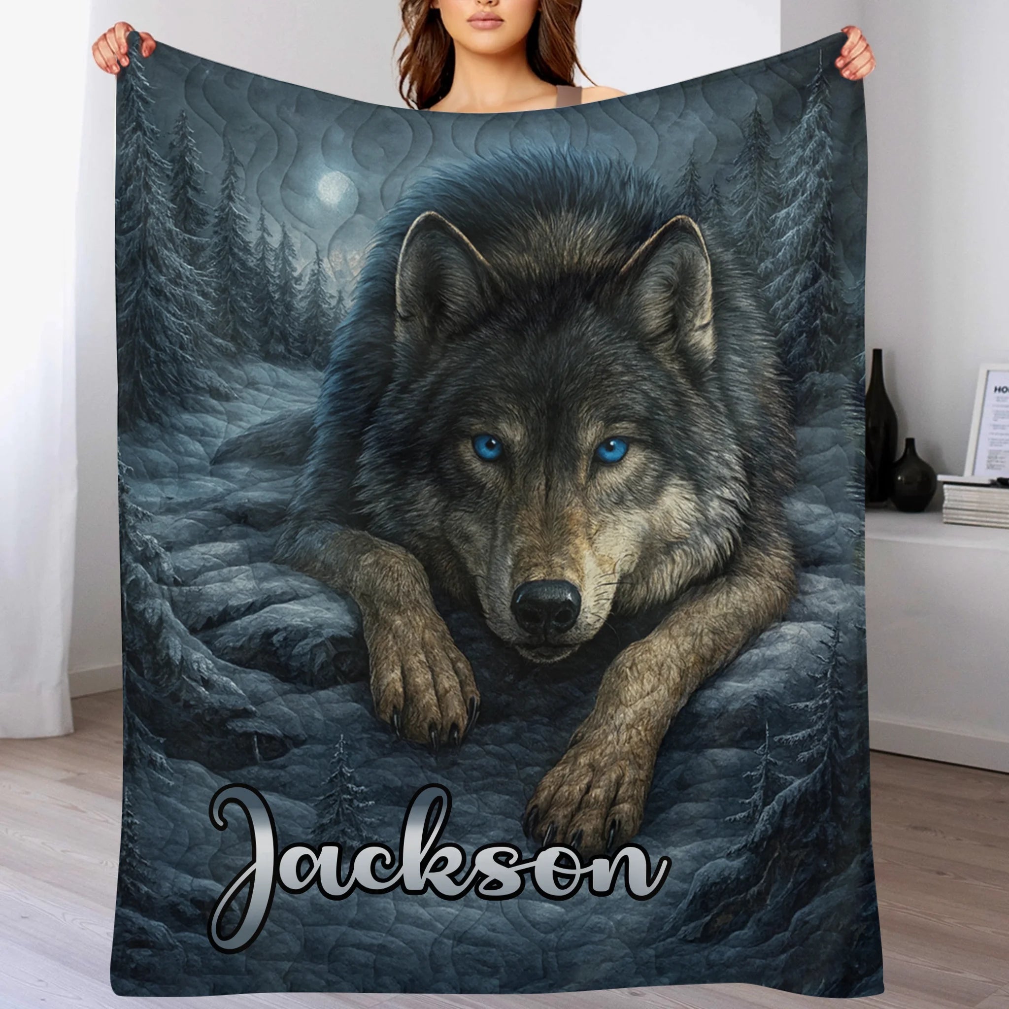Customized Wolf Mission Blanket - Personalized Name - Gift For Wolf Lovers
