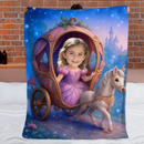 Custom Princess Face Blanket – Personalized Fairy Carriage Photo Throw