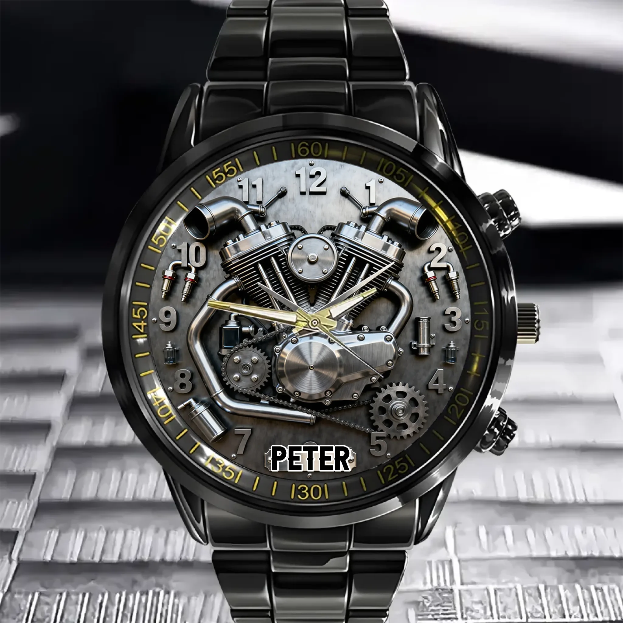 Motorcycle Engine Custom Watch - Personalized Name - Special Personalized Gift For Motorcycle Lovers