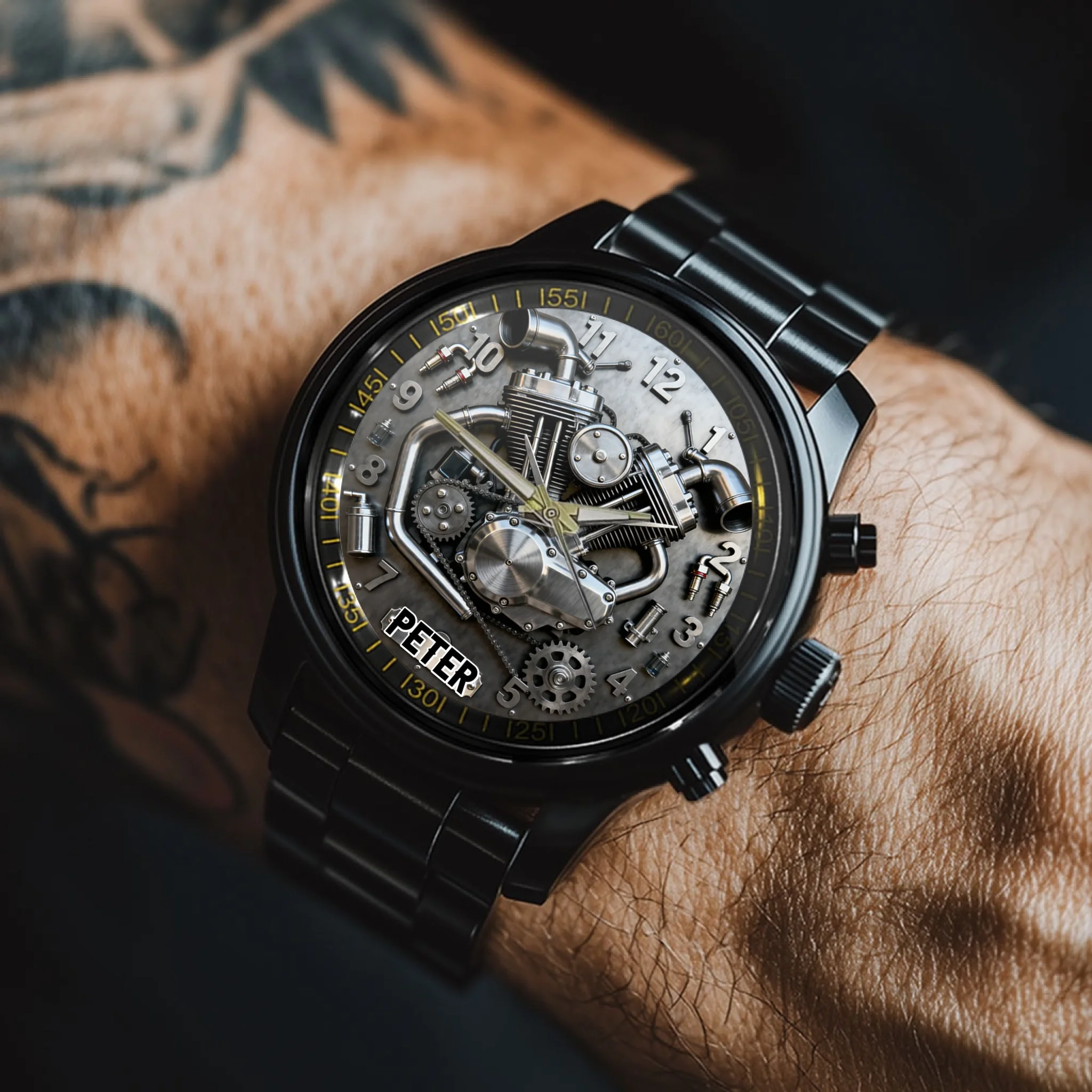 Motorcycle Engine Custom Watch - Personalized Name - Special Personalized Gift For Motorcycle Lovers