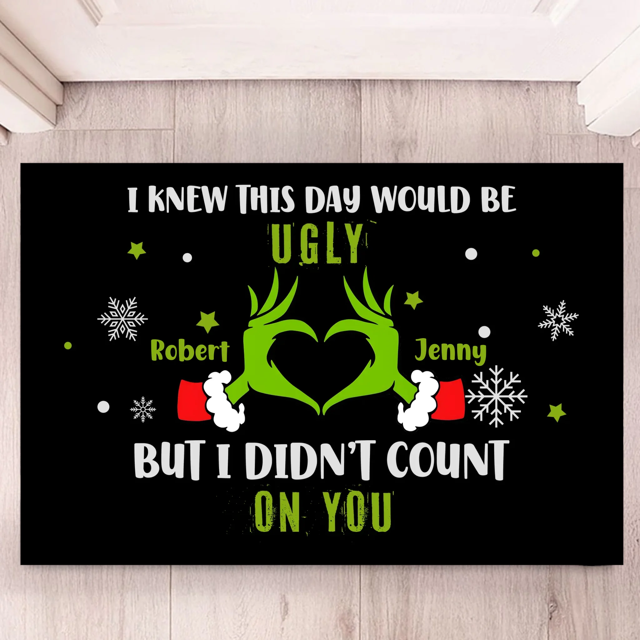 Custom Christmas Claws Rug - Personalized Floor Mat With Couple Names - Decorative Gifts For The Sweet Home