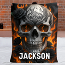 Custom Skull Blanket – Personalized Pattern and Name Flannel Blanket - Home Decoration Gifts