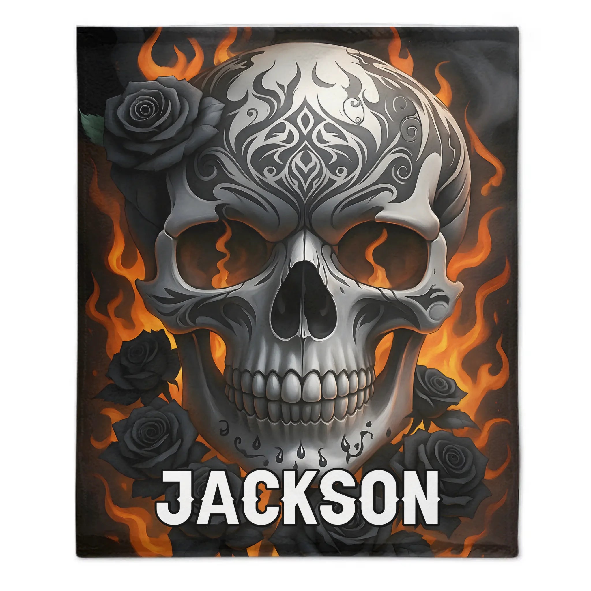 Custom Skull Blanket – Personalized Pattern and Name Flannel Blanket - Home Decoration Gifts