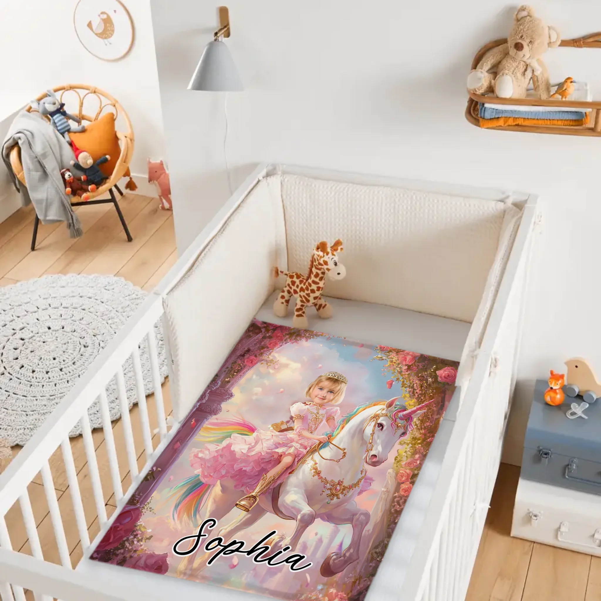 Customized Unicorn Princess Blanket - Personalized Name and Photo Soft Flannel Blanket - A Gift For Daughters, Girls