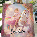 Customized Unicorn Princess Blanket - Personalized Name and Photo Soft Flannel Blanket - A Gift For Daughters, Girls