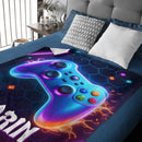 Custom Gaming Controller Blanket – Personalized Gamer Theme Throw – Gift for Kids & Teens
