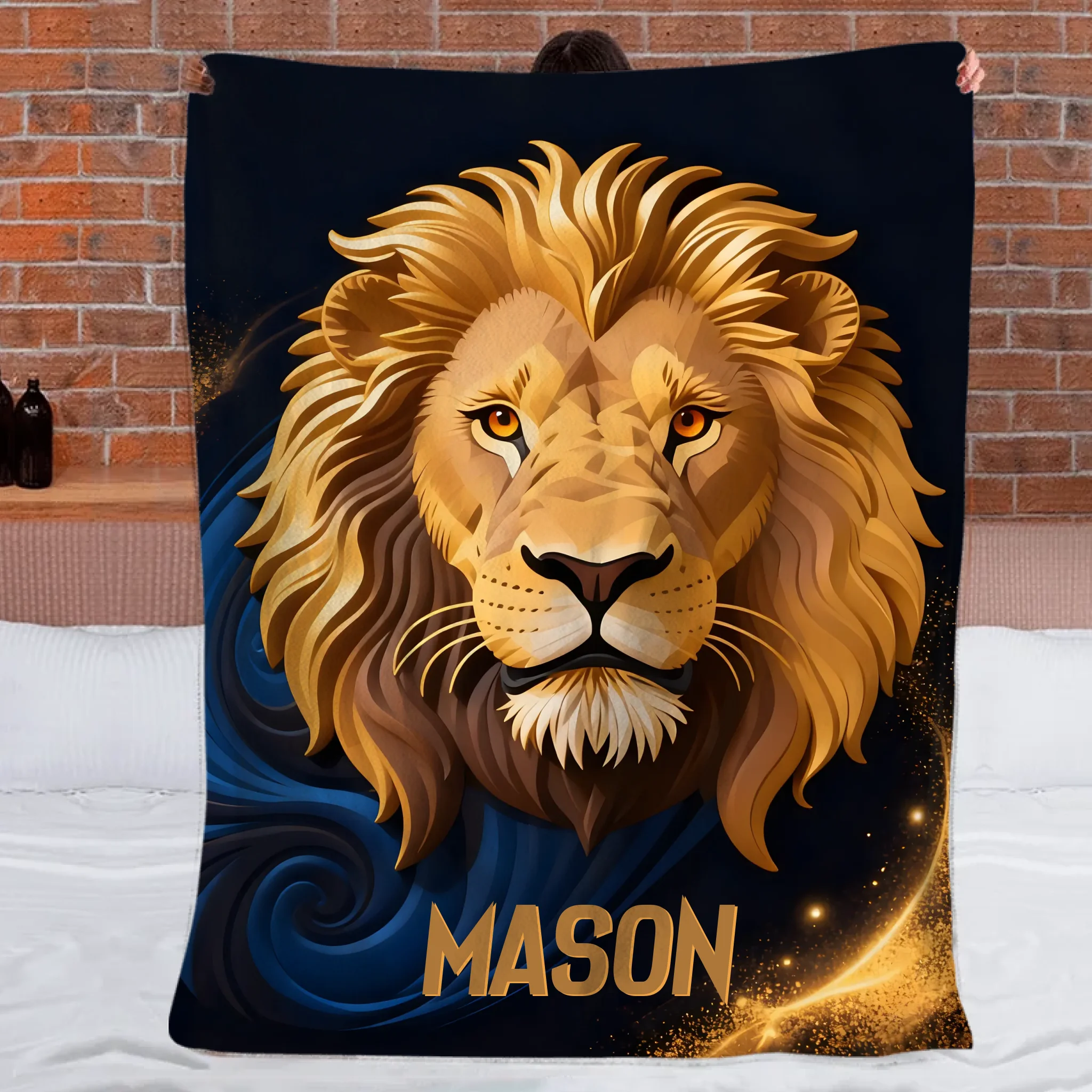 Custom Lion Blanket – Personalized Safari Lion Throw
