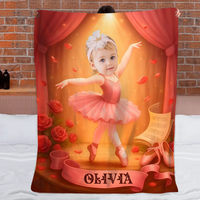 Custom Ballerina Blanket – Personalized Ballet Dancer Throw – Gift for Girls