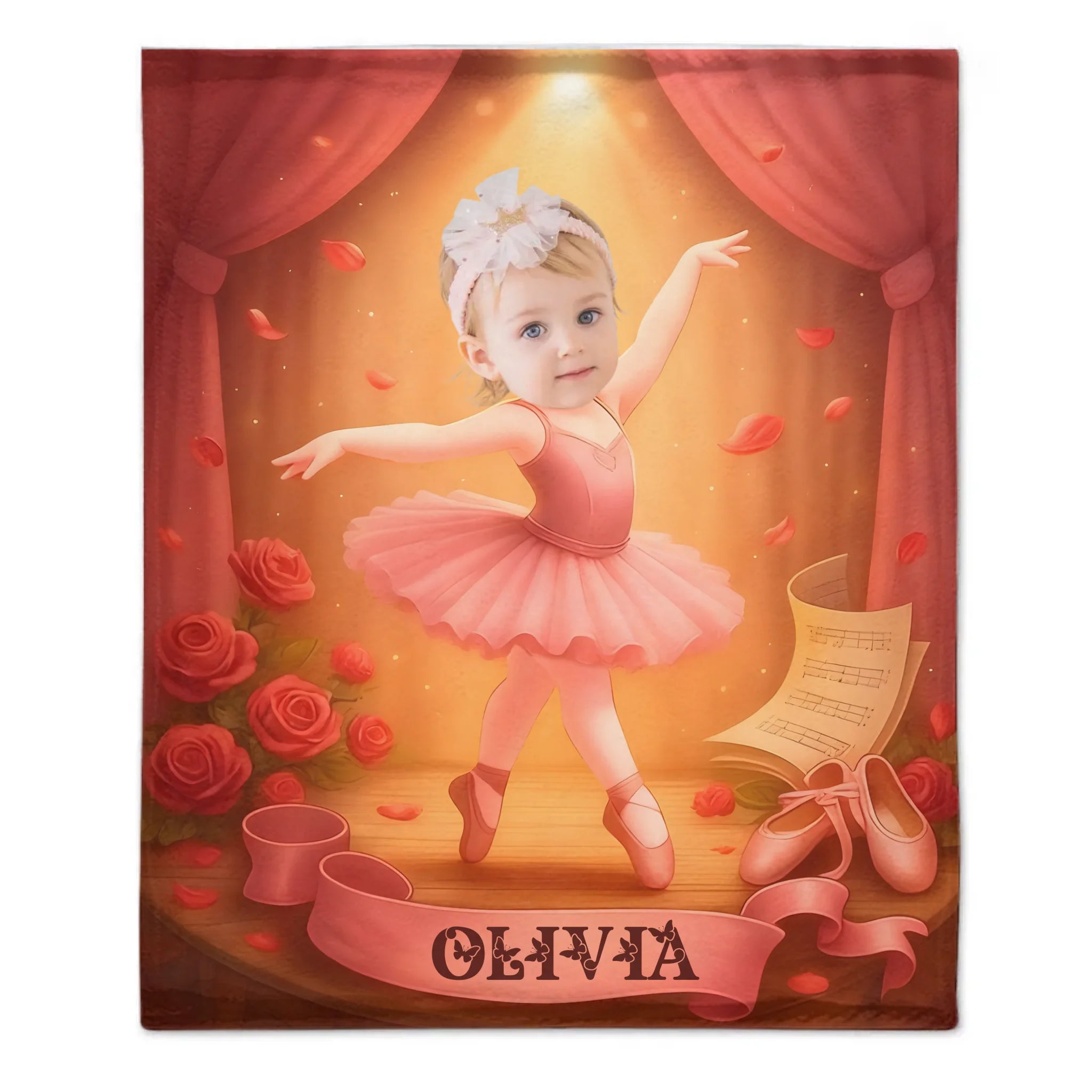 Custom Ballerina Blanket – Personalized Ballet Dancer Throw – Gift for Girls