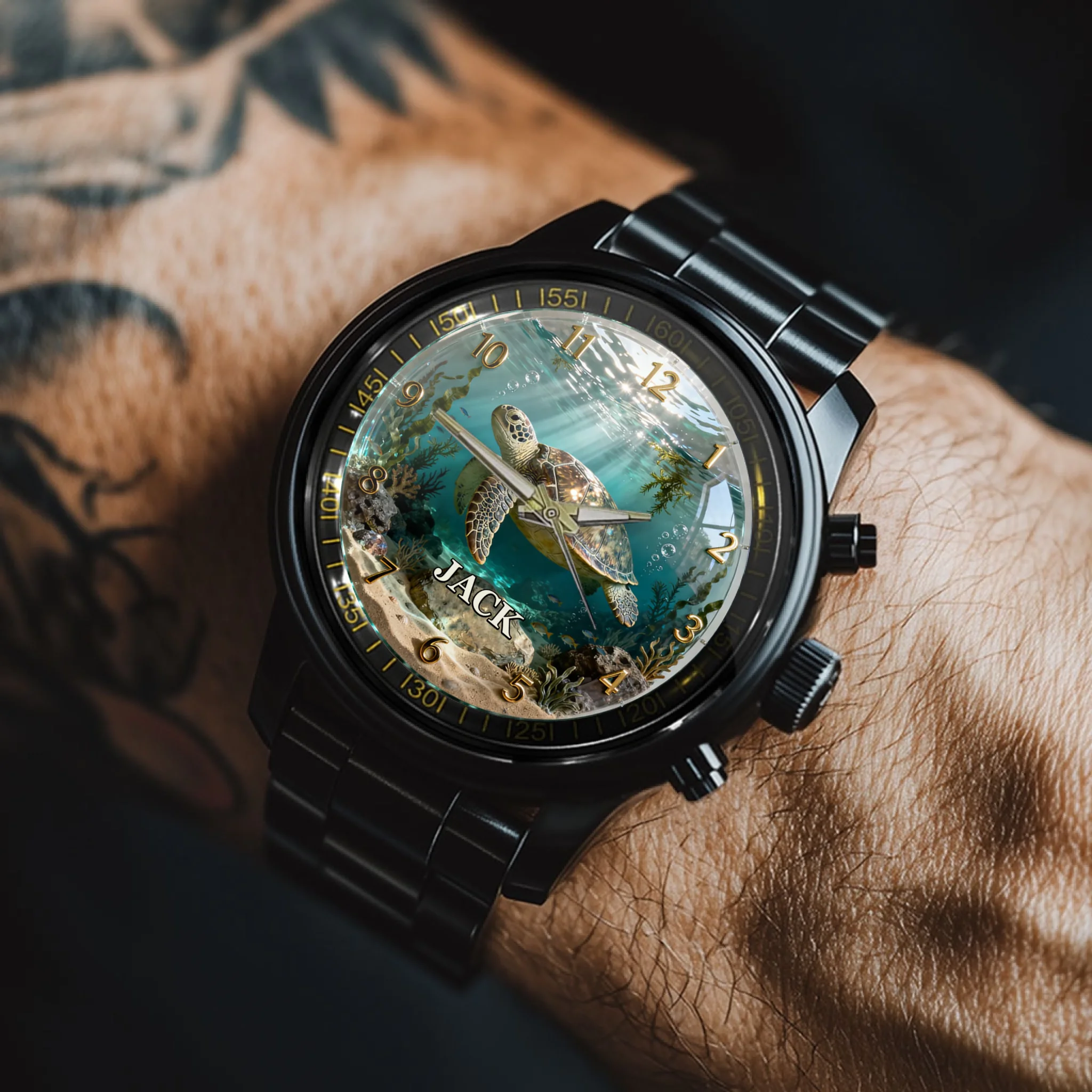 Customized Exploring Sea Turtle Watch - Personalized Name - Gift For Turtles, Sea Lovers