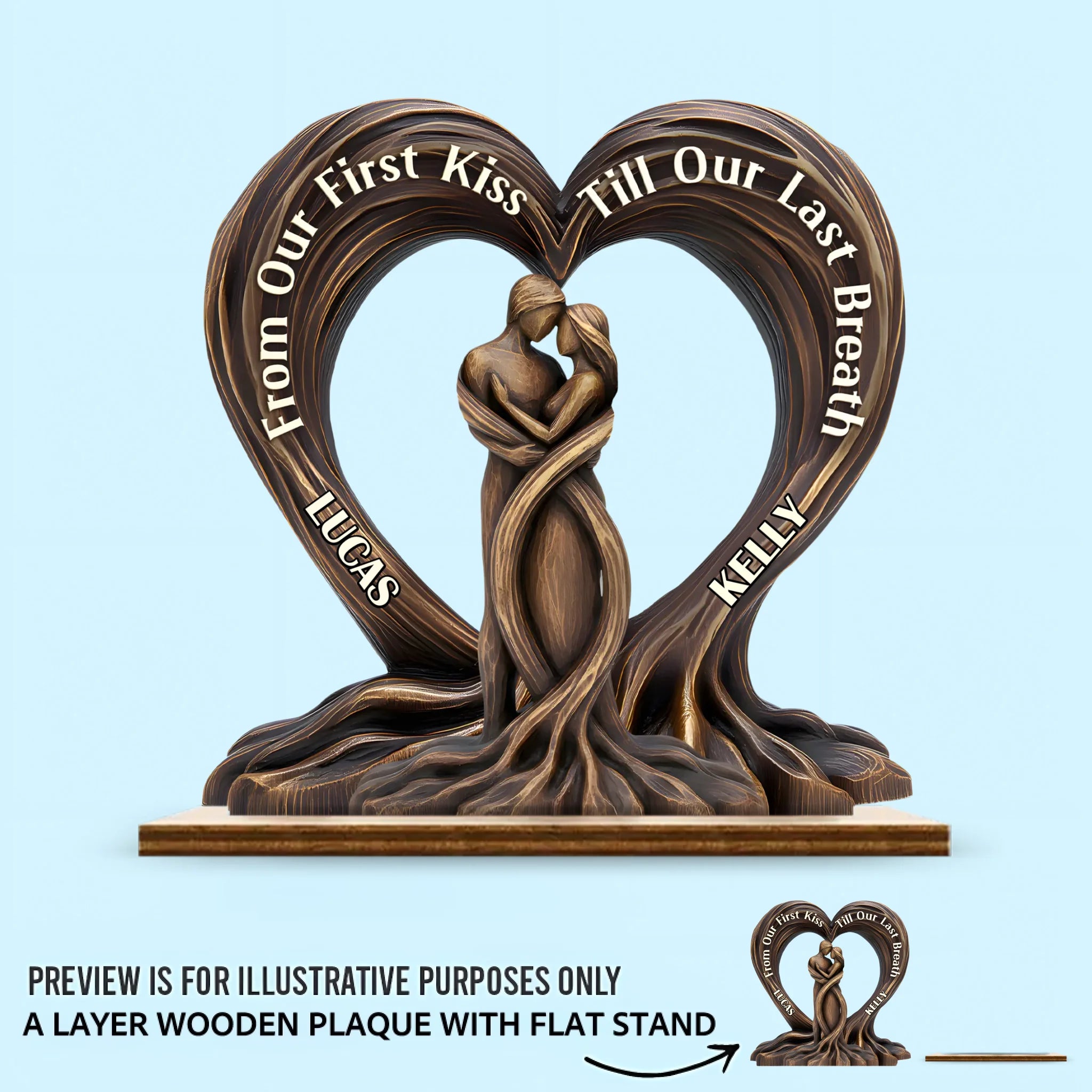 Heart Of The Trees Customized Wooden Plaque – Personalized Name - Gift For Couples