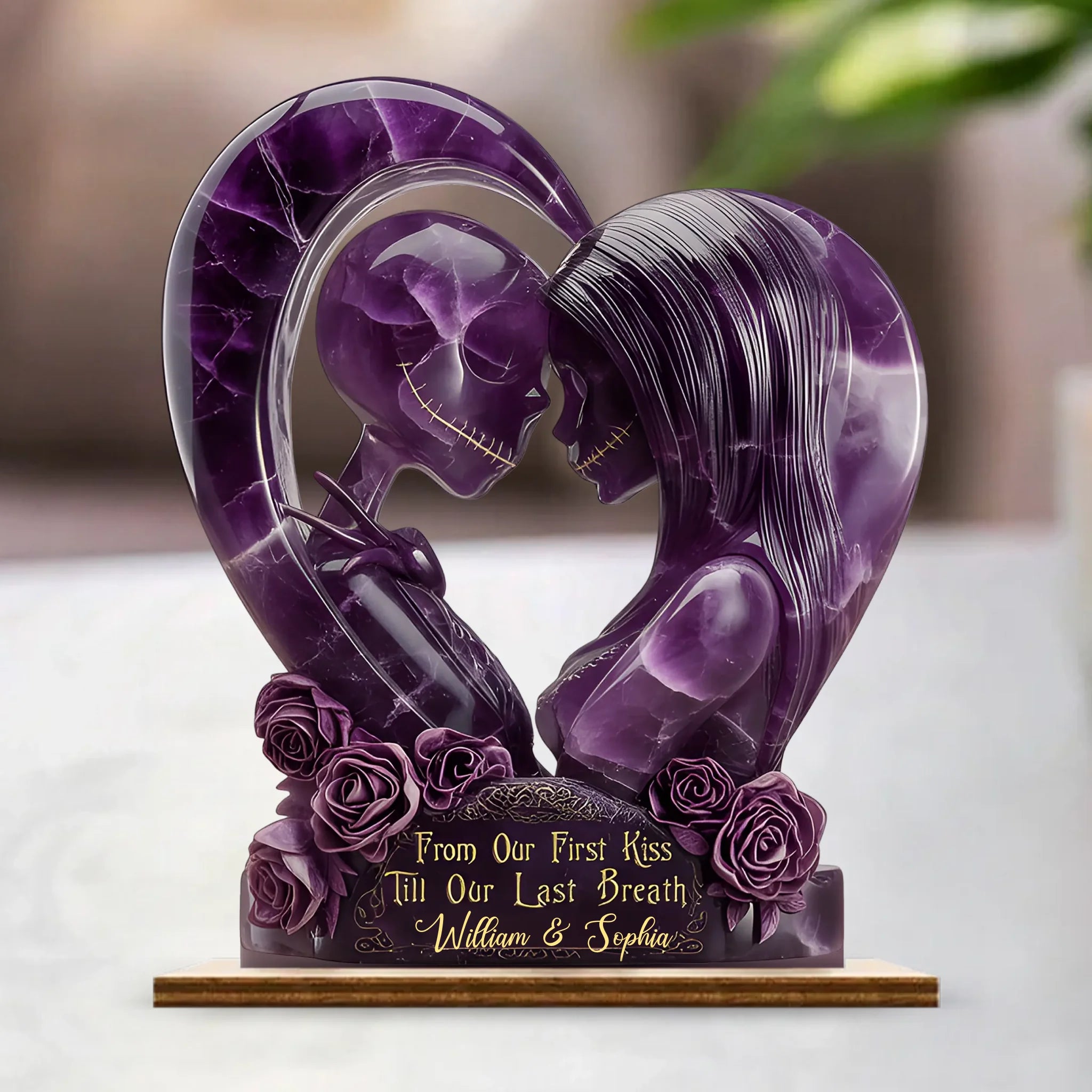 Till Our First Kiss Till Our Last Breath Customized Wooden Plaque – Personalized Names - Romantic Gifts For Lovers