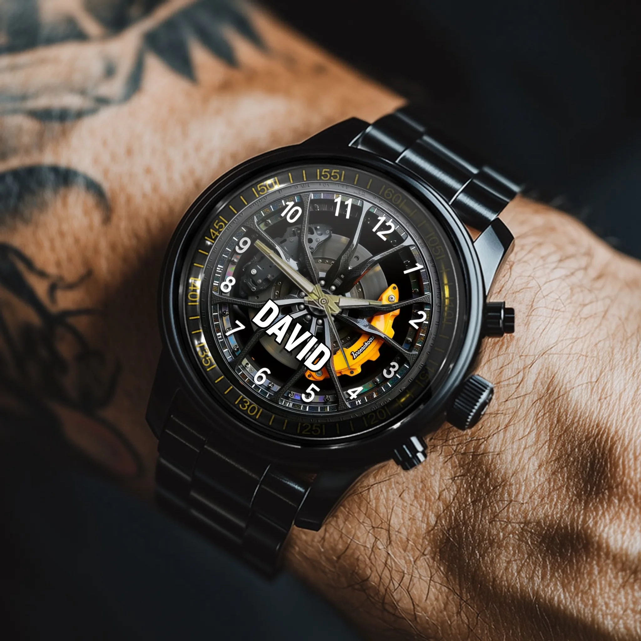 Customized Car Brake Disc Watch – Personalized Name - Gift For Hims, Car Enthusiast
