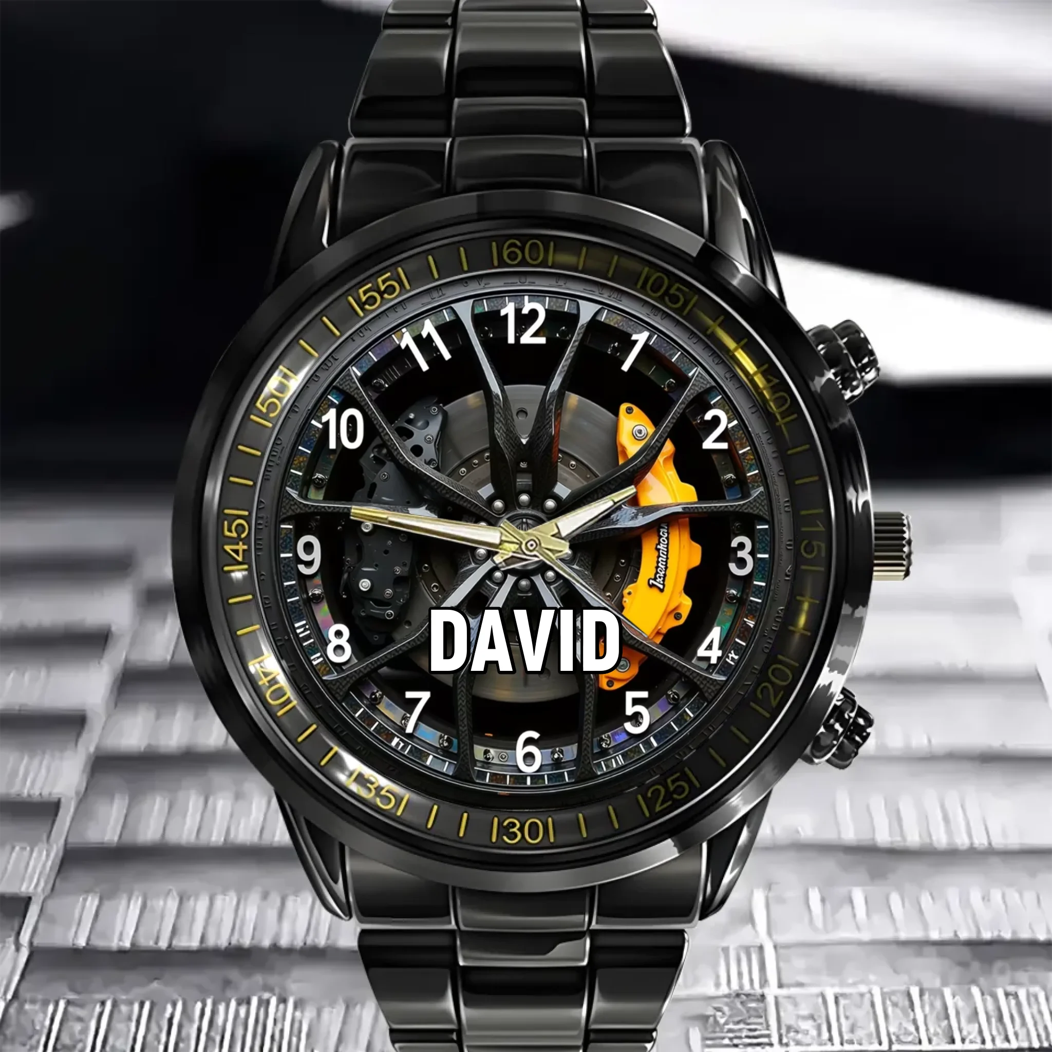 Customized Car Brake Disc Watch – Personalized Name - Gift For Hims, Car Enthusiast
