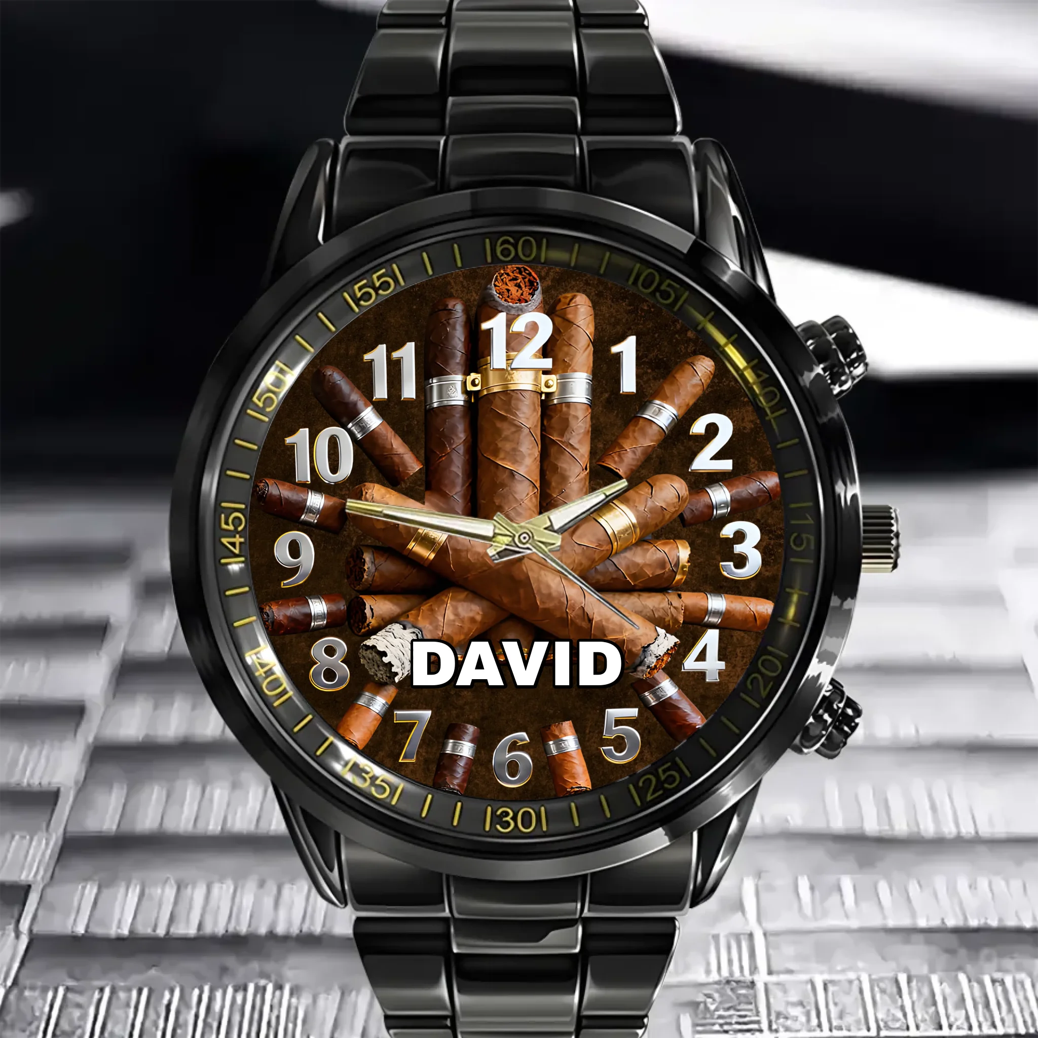 Customized Cigar-Themed Watch - Personalized Name - Unique Gift For Cigar Enthusiasts