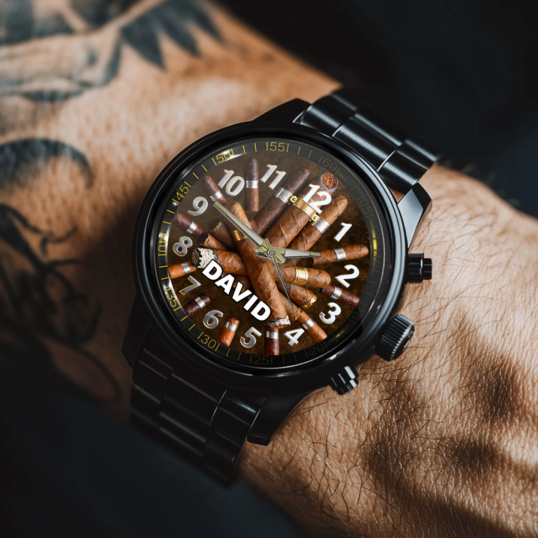 Customized Cigar-Themed Watch - Personalized Name - Unique Gift For Cigar Enthusiasts