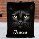 Customized Elegant Luminous-Eyed Cat Blanket - Personalized Name - Gifts For Cat Lovers
