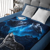Wolf Howl Moon Custom Blanket - Personalized Name - Gifts For Wolf Lovers