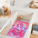 Customized Dreamy Pink Unicorn Blanket - Personalized Name - Gifts For Girls, Unicorn Lovers