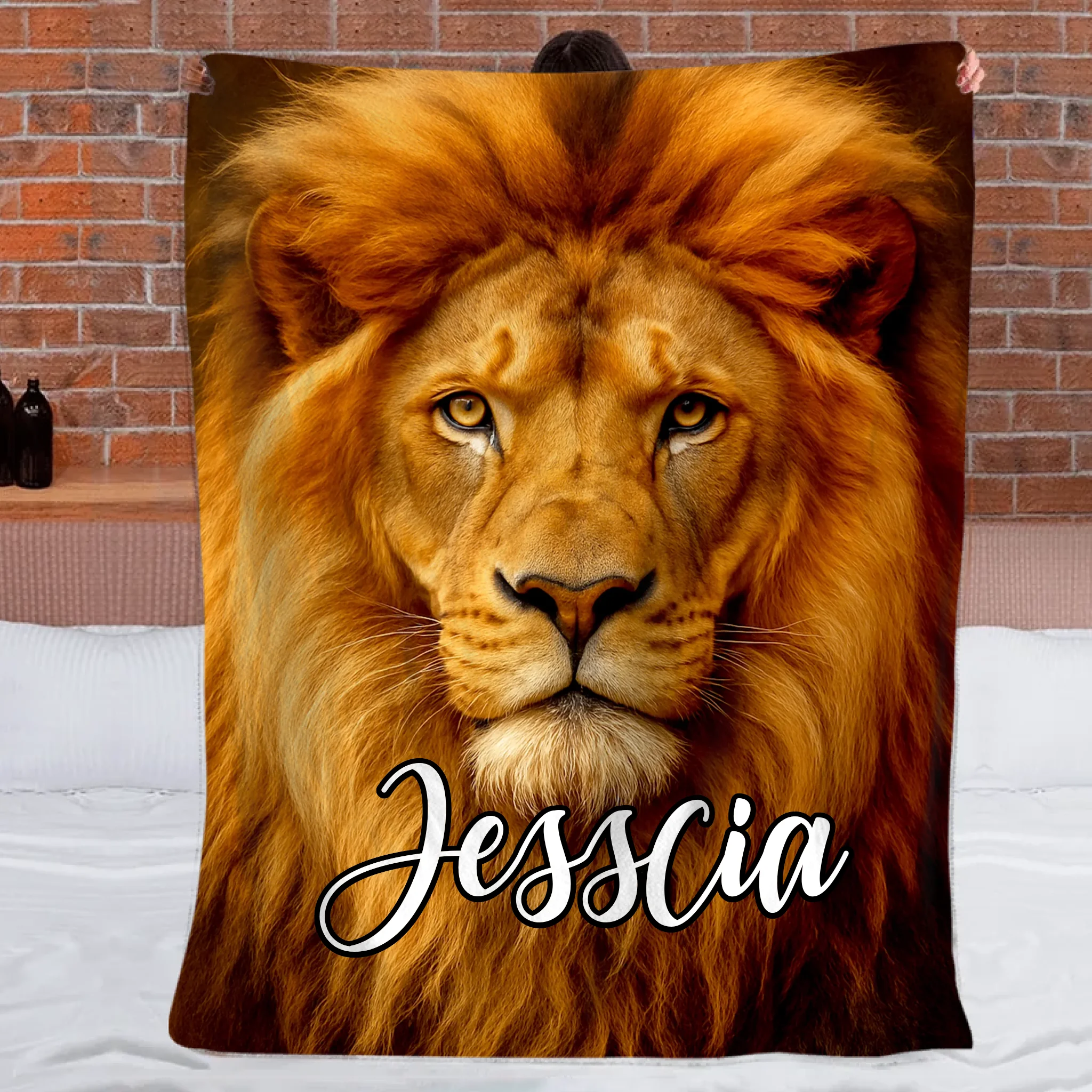 Customized Majestic Lion Blanket - Personalized Name - Gifts For Him, Her, Lion Lovers