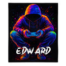 Customized Gaming Controller Blanket - Personalized Name - Gifts For Him, Her, Game Lovers