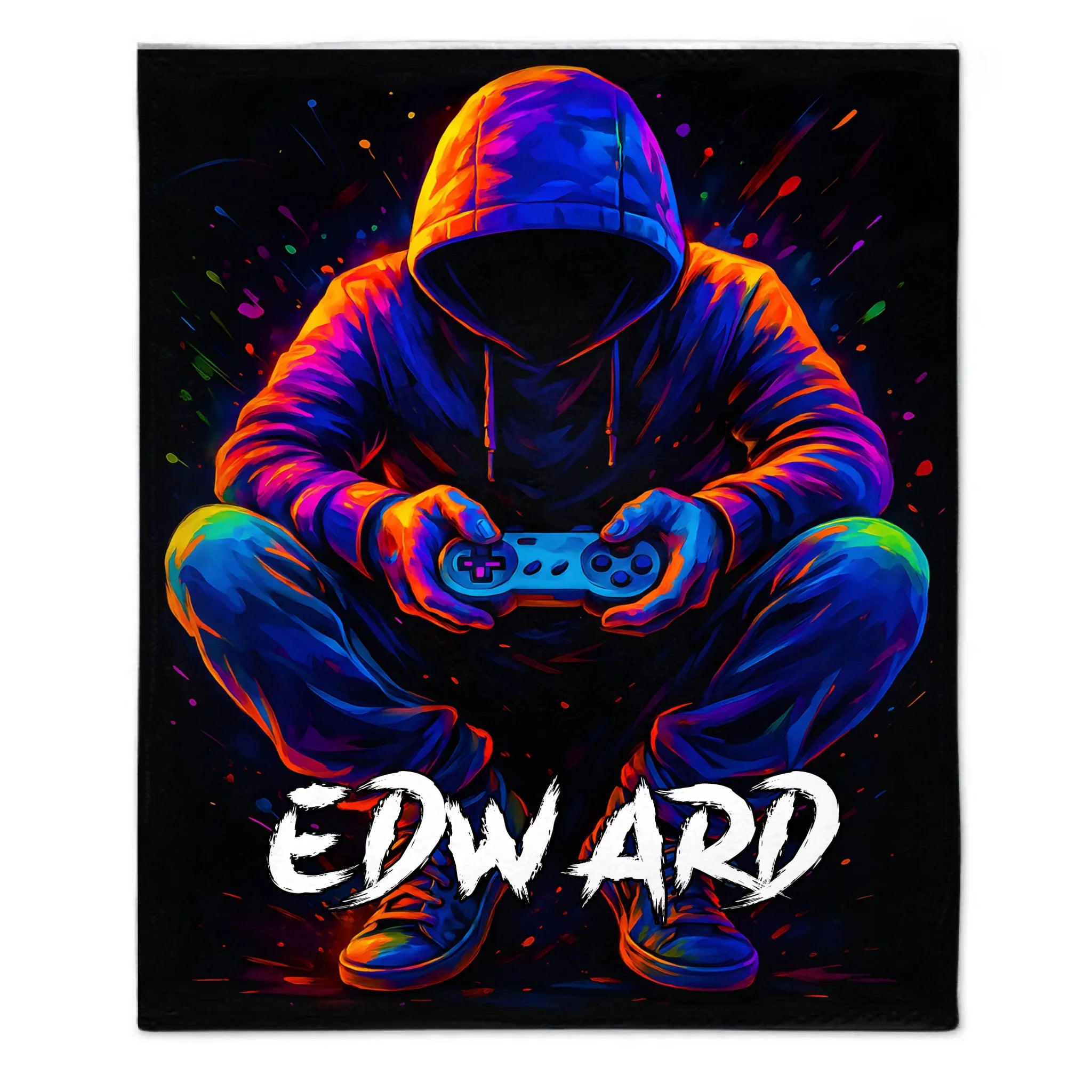 Customized Gaming Controller Blanket - Personalized Name - Gifts For Him, Her, Game Lovers