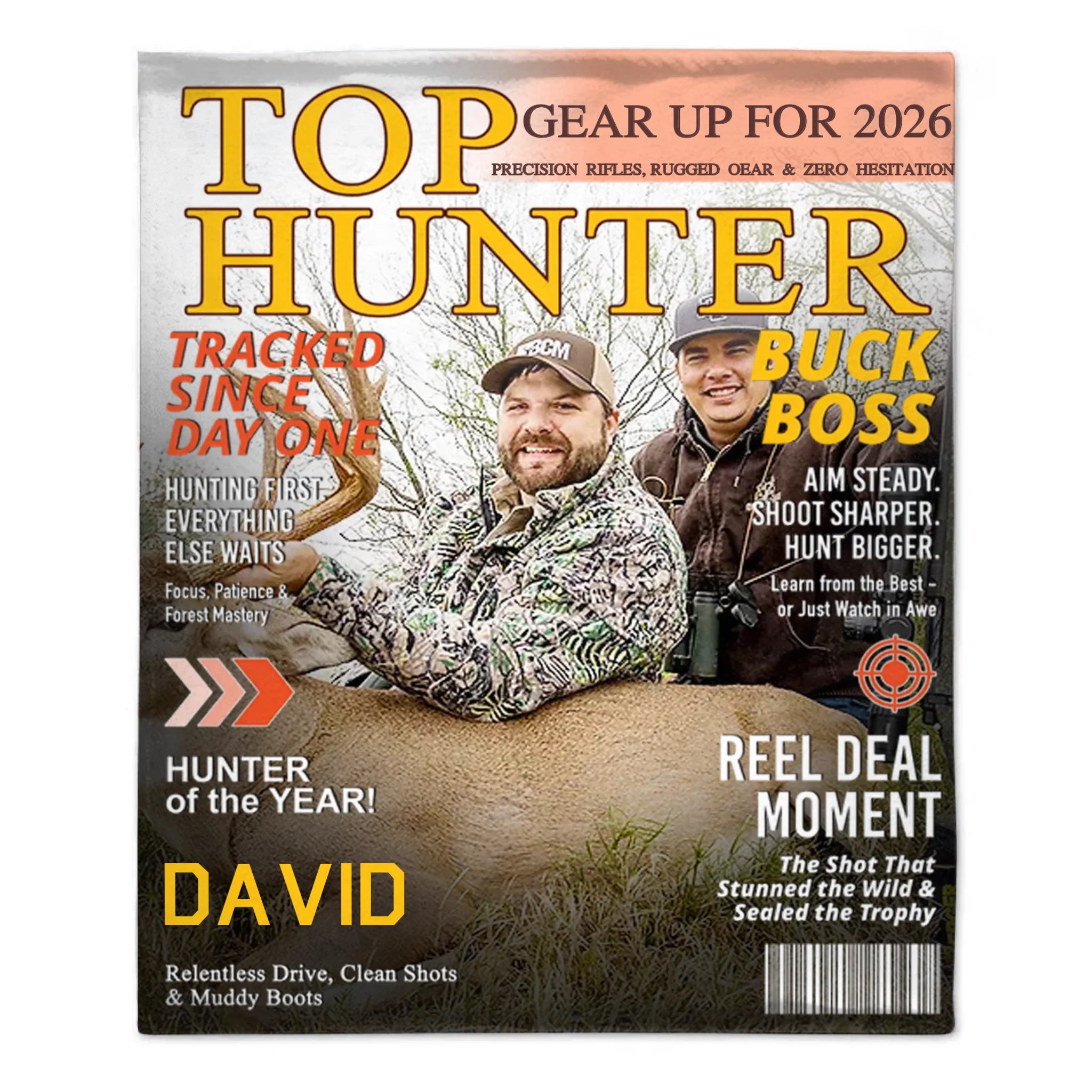 Customized Hunting Magazine Cover Blanket - Personalized Name And Photo - Gifts for Men, Deer Hunting, Hunting Lovers