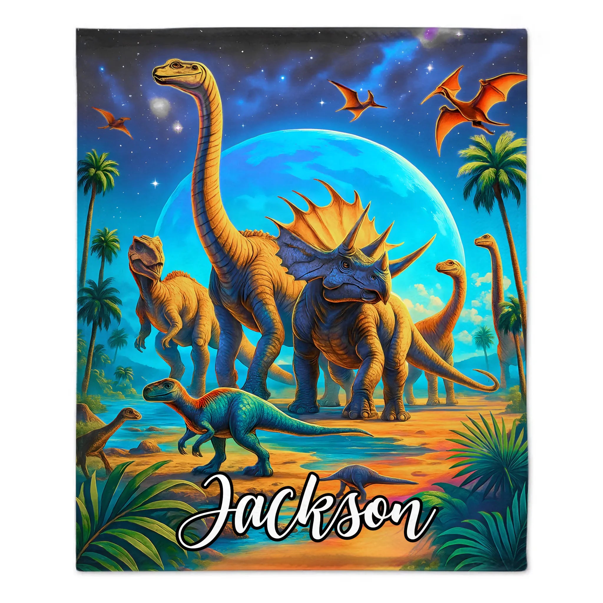 Customized Jurassic Dinosaur Blanket - Personalized Name - Gifts For Dinosaur Enthusiasts, Friend