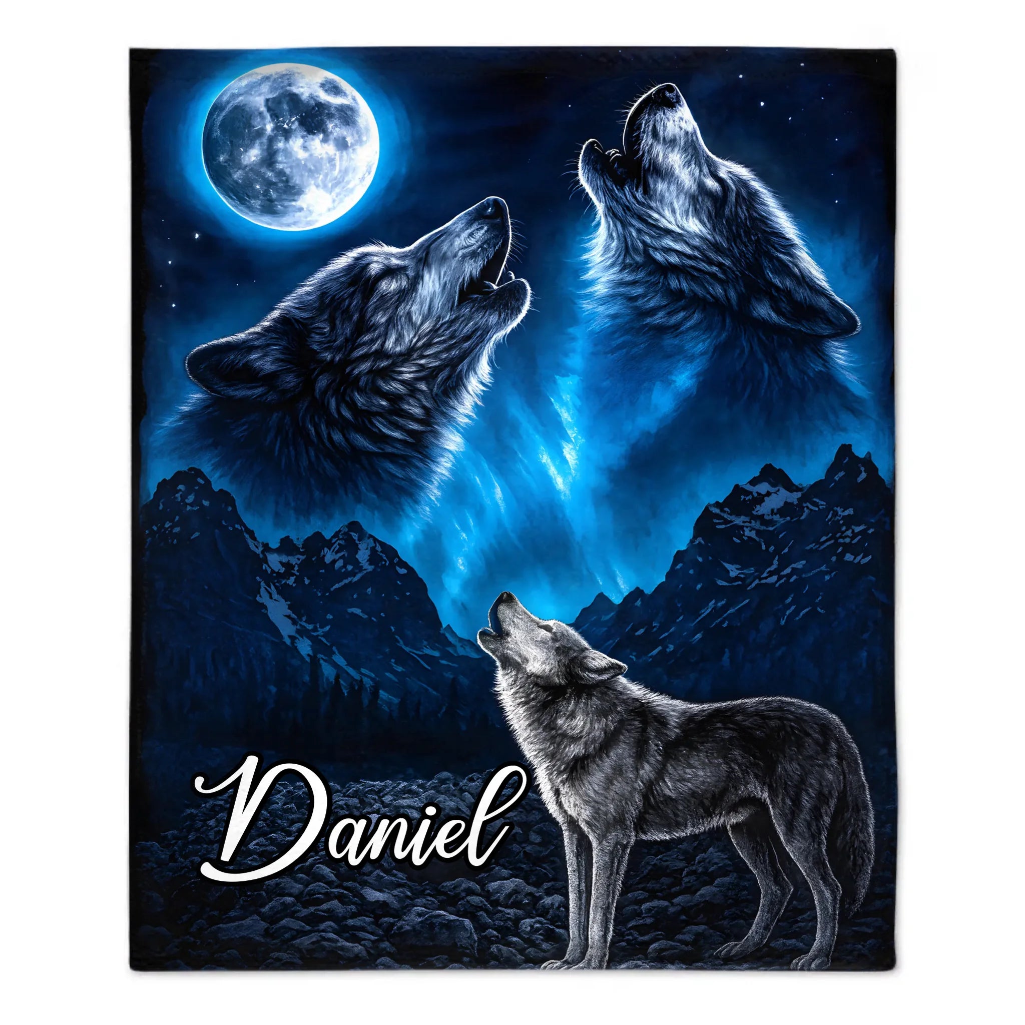Wolf Howl Moon Custom Blanket - Personalized Name - Gifts For Wolf Lovers