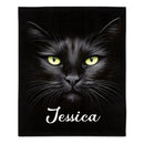 Customized Elegant Luminous-Eyed Cat Blanket - Personalized Name - Gifts For Cat Lovers