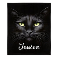 Customized Elegant Luminous-Eyed Cat Blanket - Personalized Name - Gifts For Cat Lovers