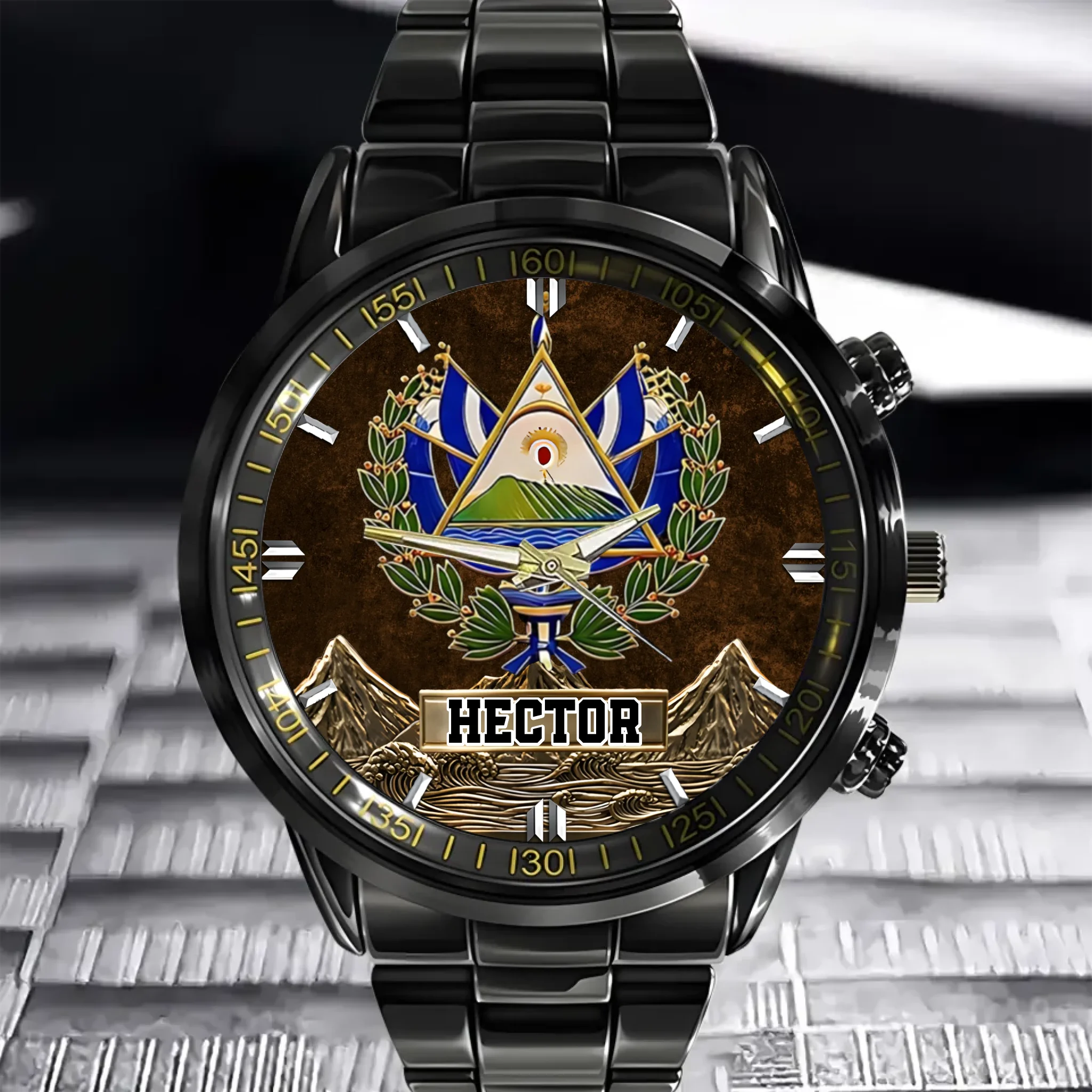 Proud El Salvador Customized Watch – Personalized Name - Gift For Expats, Friends