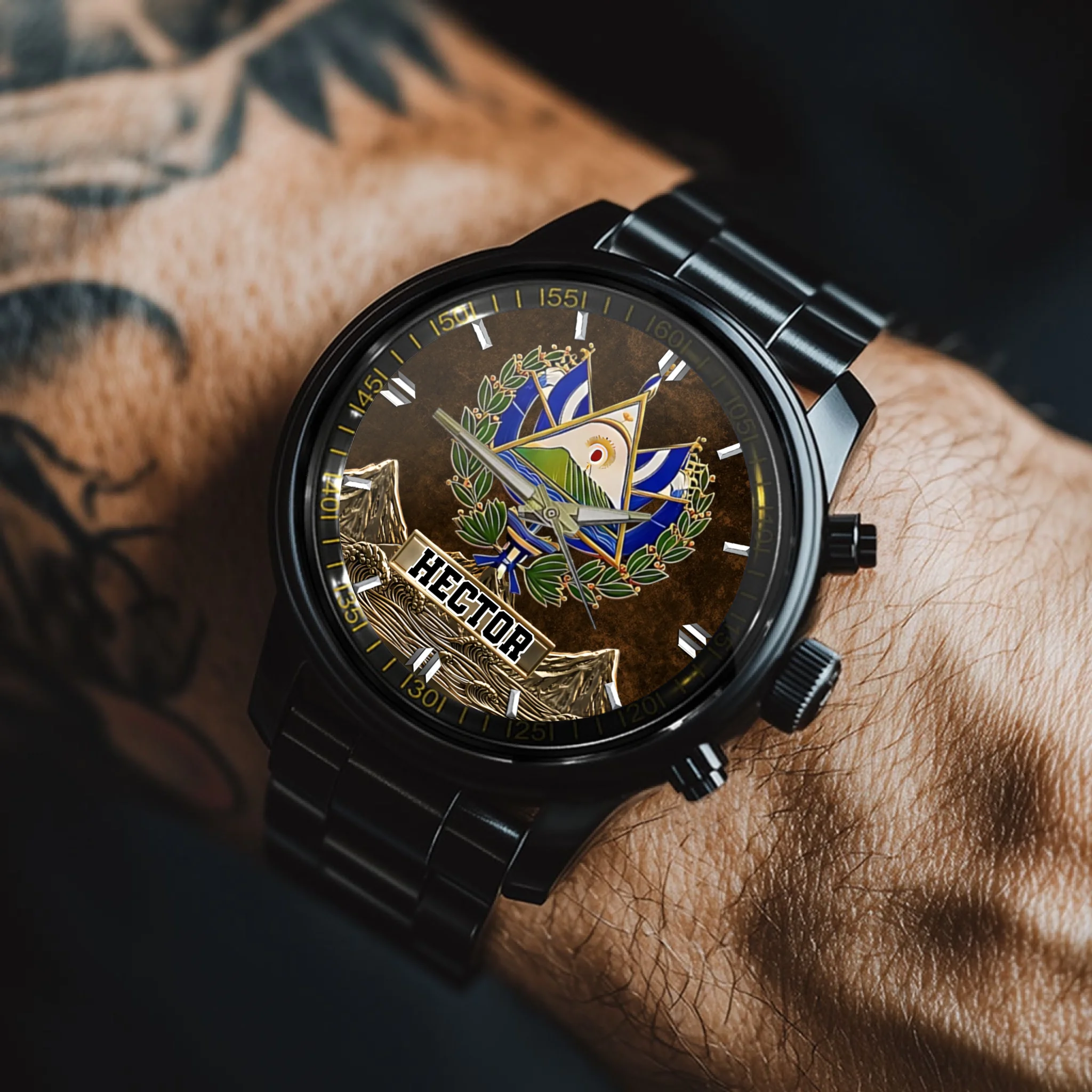 Proud El Salvador Customized Watch – Personalized Name - Gift For Expats, Friends